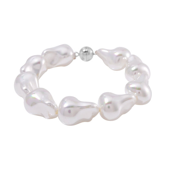 Sleeping Beauty türkisfarbenes Muschelkernperle Edelstahl Armband, 21,5cm