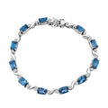 AAA London Blau Topas, Weißer Zirkon Armband ca. 20 cm 925 Silber rhodiniert ca. 13,10 ct.