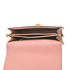 GRAND PELLE - Umhängetasche aus echtem Leder mit Stickerei, Klappdesign, Kettenriemen, 23x8x16?cm, Rosa