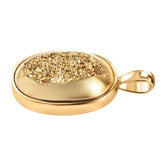 Goldener Drusy Quarz Anhänger Messing ca. 33.12 ct