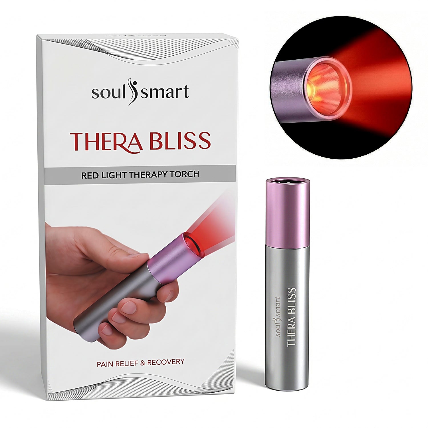 SOULSMART - Terralicht - Rotlichttherapie zur Schmerzlinderung, inkl. 2 wiederaufladbare Batterien