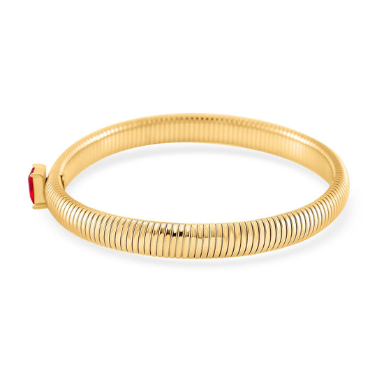 Rotes Kristall Armband, flexibel, Reiner Edelstahl