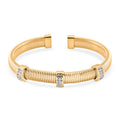 Weißer Kristall Armband, flexibel (ca. 18 - 19 cm), 316L Edelstahl, goldfarben