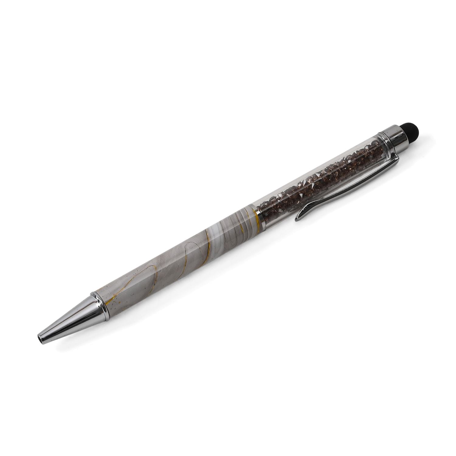 Set aus 5 Kugelschreibern mit Kristall-Optik und silbernem Metallkopf, 14 cm, Mehrfarbig
