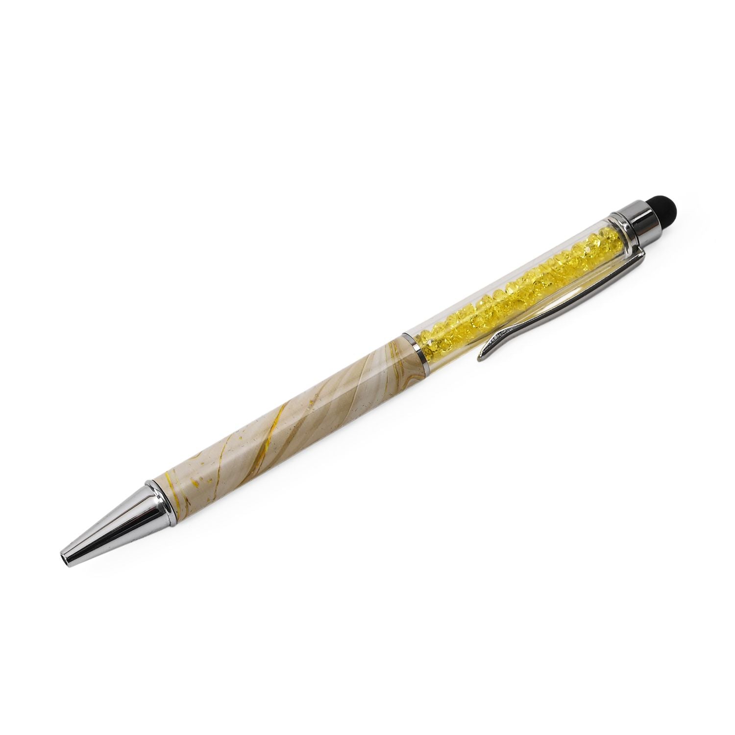 Set aus 5 Kugelschreibern mit Kristall-Optik und silbernem Metallkopf, 14 cm, Mehrfarbig