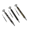 Kugelschreiber-Set, 3er-Pack, Schwarz, Leoparden-Design, Strass und Kristall, inkl. Ersatzminen