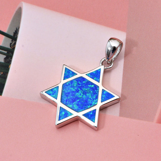Simulierter Blauer Opal Anhänger 925 Silber rhodiniert