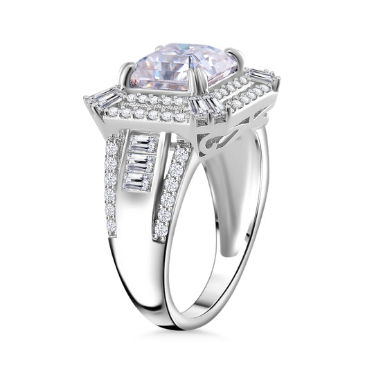 Moissanit Ring 925 Silber rhodiniert (Größe 18.00) ca. 4,19 ct