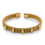 Gelber Kristall Armreif, flexibel (ca. 18-19 cm), 316L Edelstahl, goldfarben