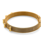 Gelber Kristall Armreif, flexibel (ca. 18-19 cm), 316L Edelstahl, goldfarben