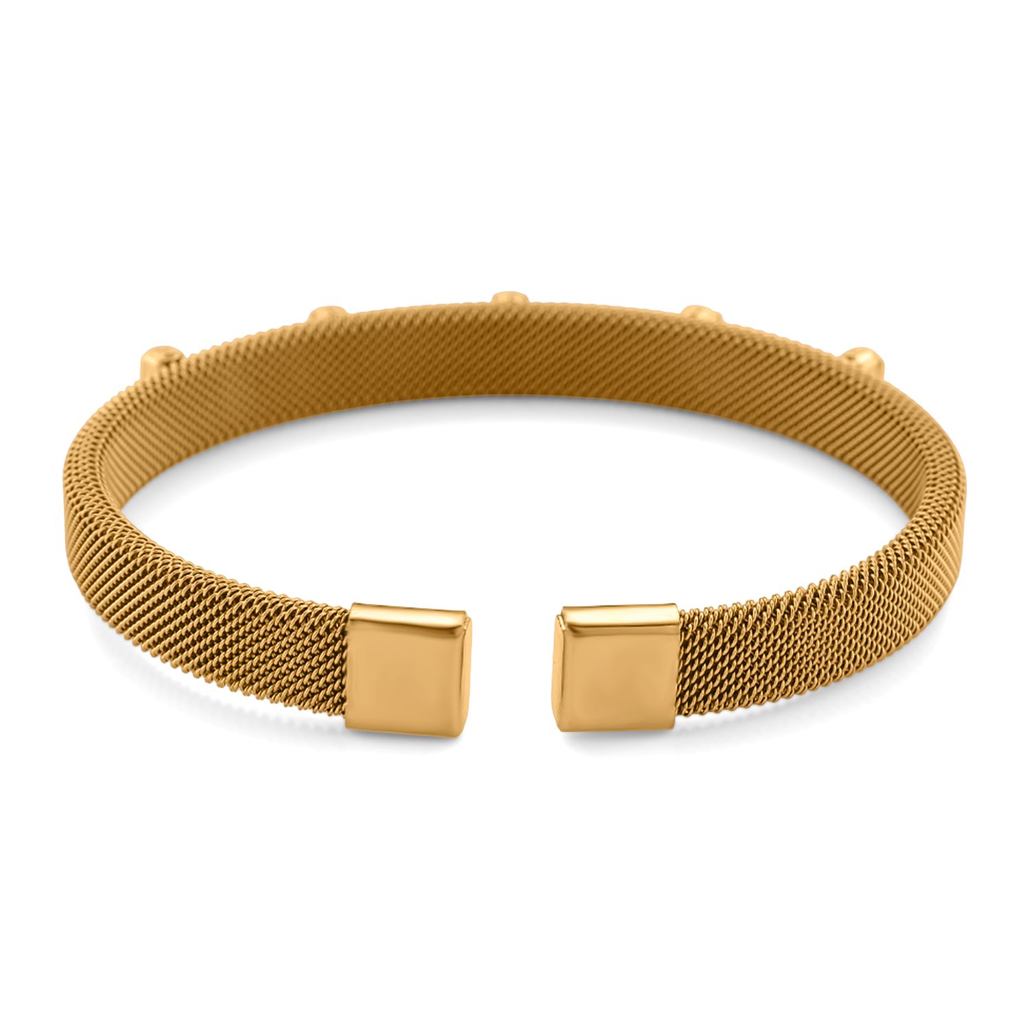 Gelber Kristall Armreif, flexibel (ca. 18-19 cm), 316L Edelstahl, goldfarben