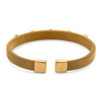 Weißer Kristall Armreif, flexibel (ca. 18-19 cm), 316L Edelstahl, goldfarben