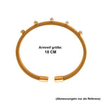 Weißer Kristall Armreif, flexibel (ca. 18-19 cm), 316L Edelstahl, goldfarben