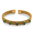 Grüner Kristall Armreif, flexibel (ca. 18-19 cm), 316L Edelstahl, goldfarben