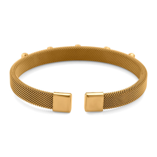Grüner Kristall Armreif, flexibel (ca. 18-19 cm), 316L Edelstahl, goldfarben