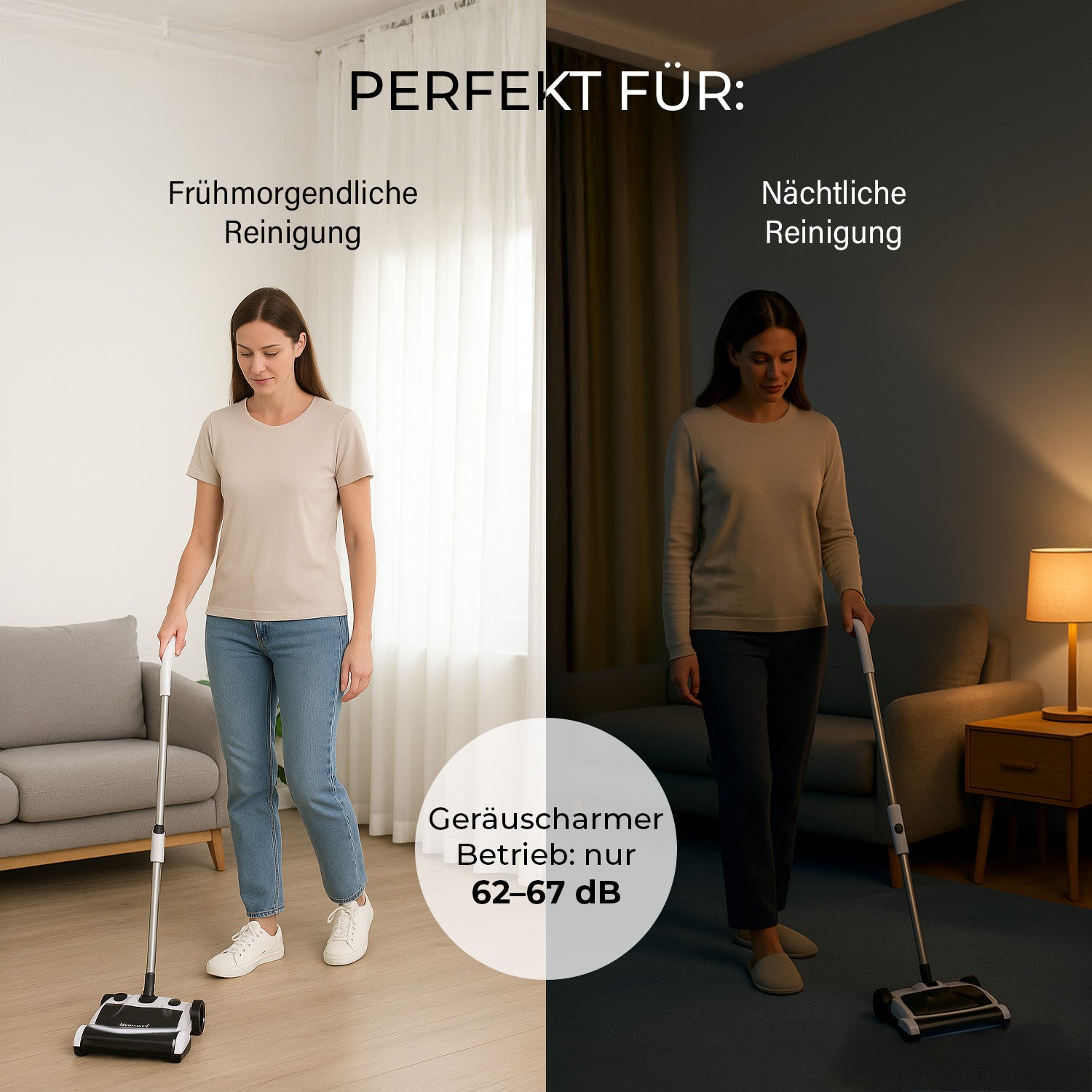 Homesmart Elektrischer Power-Sweeper mit Wischfunktion, kabellos, 2 Geschwindigkeiten, 250 ml Staubbehälter, 29x20x109 cm, Wiederaufladbar