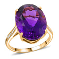 AAA Lusaka Amethyst, Weißer Diamant Ring 417 Gold (Größe 16.50) ca. 9,15 ct