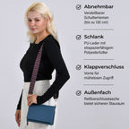 Crossbody-Tasche mit Überschlag und modischem Gliederriemen, Leder, RFID-Schutz, ca. 20x4x14 cm

, Blau