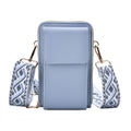Crossbody-Handytasche mit RFID-Schutz und gemustertem Trageriemen, 19x6x11 cm, Hellblau