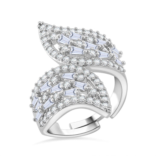 Weißer Zirkonia Ring, flexibel, Messing, Goldfarben