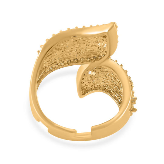 Weißer Zirkonia Ring, flexibel, Messing, Goldfarben