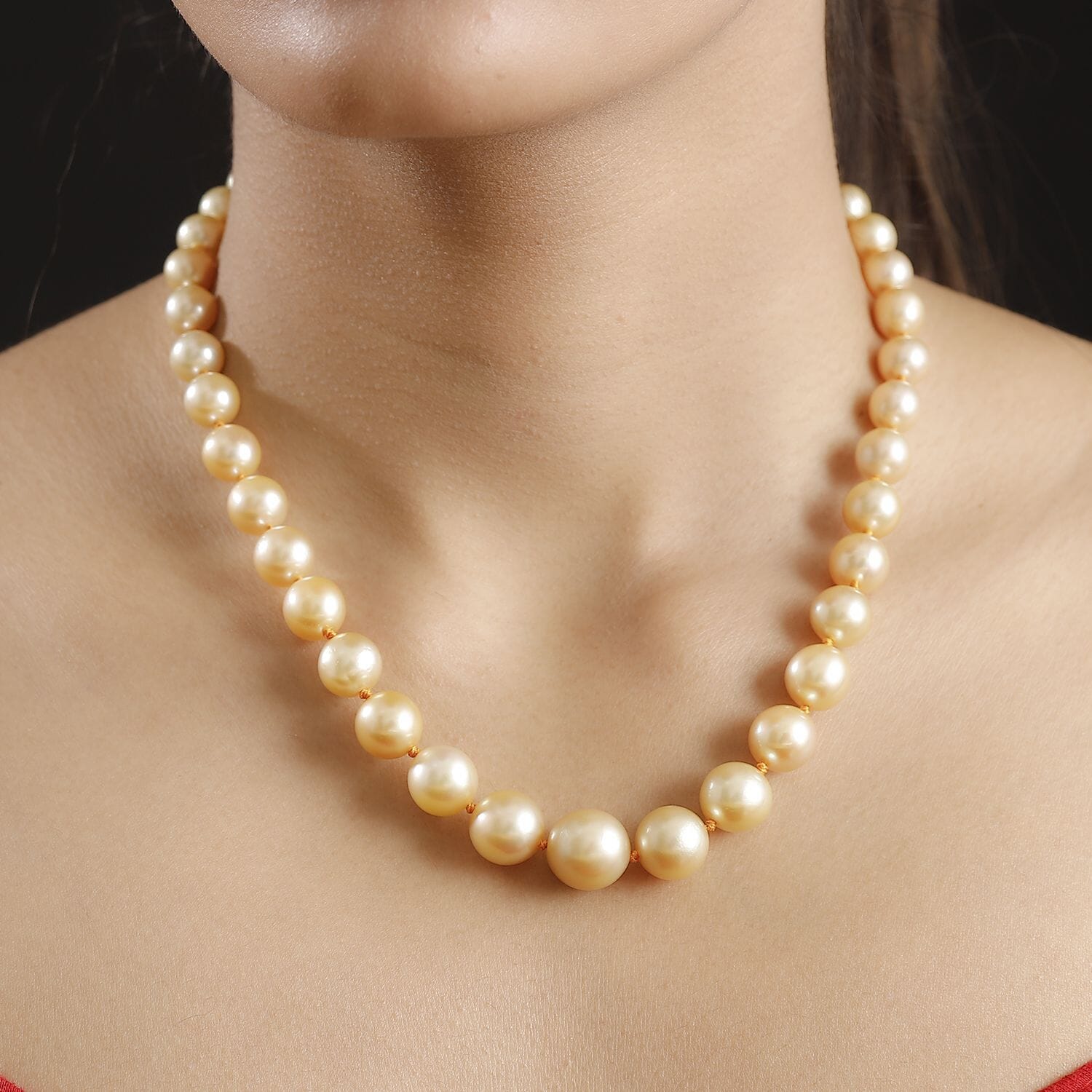 ILIANA AAAA Südsee Goldene Perle 45cm Halskette in 750 Gold