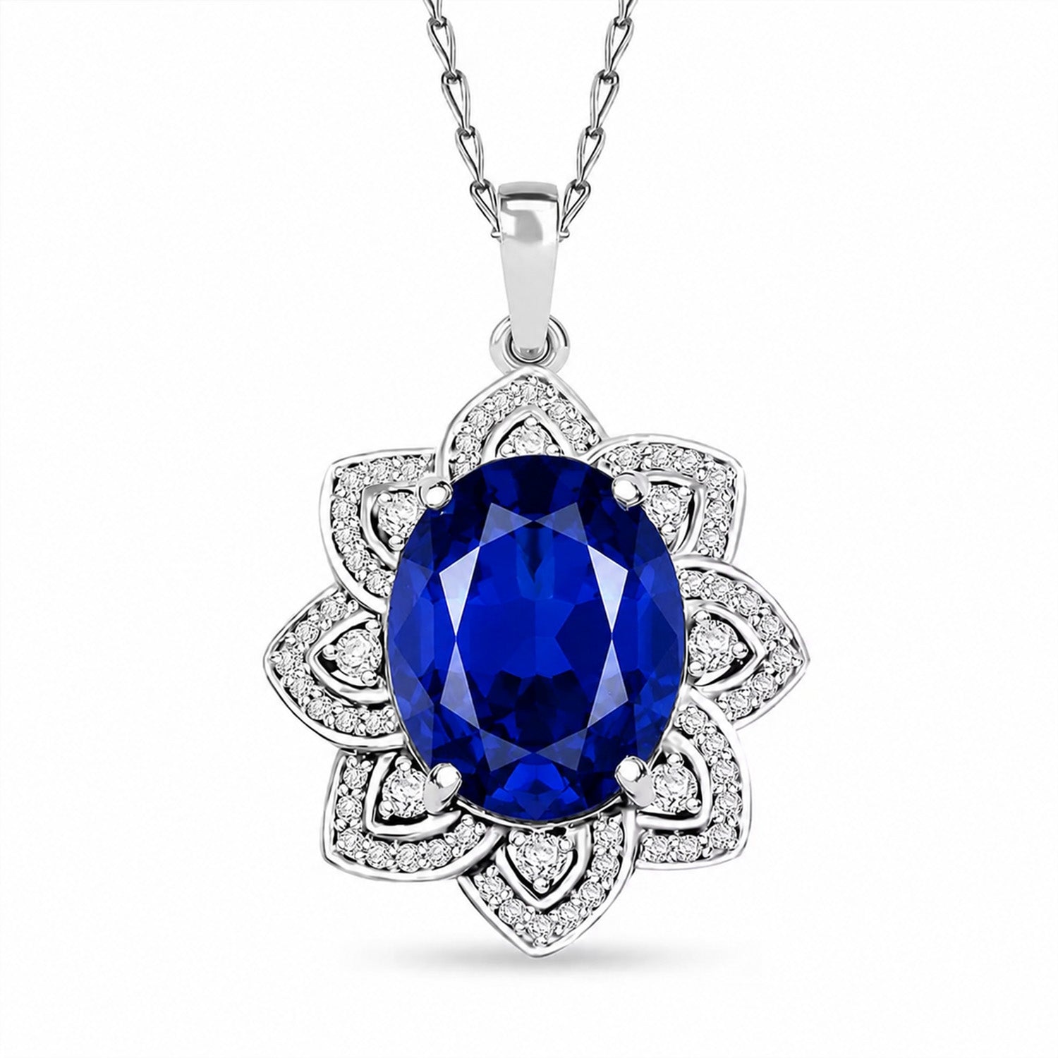 RHAPSODY zertifizierter und geprüfter AAAA Tansanit und VS-EF Diamant Anhänger in 950 Platin - 6,15 ct.