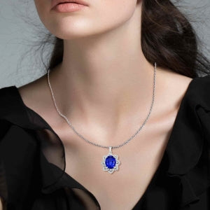 AAAA Tansanit, Weißer Diamant AGI zertifiziert Anhänger 950 Platin ca. 6.15 ct