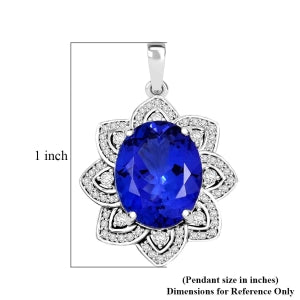 AAAA Tansanit, Weißer Diamant AGI zertifiziert Anhänger 950 Platin ca. 6.15 ct