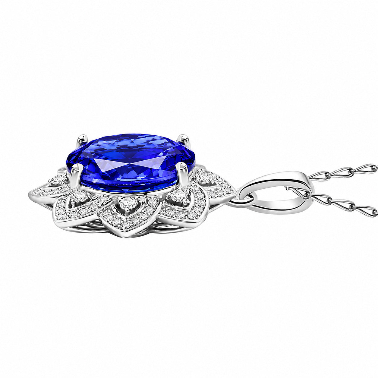 RHAPSODY zertifizierter und geprüfter AAAA Tansanit und VS-EF Diamant Anhänger in 950 Platin - 6,15 ct.