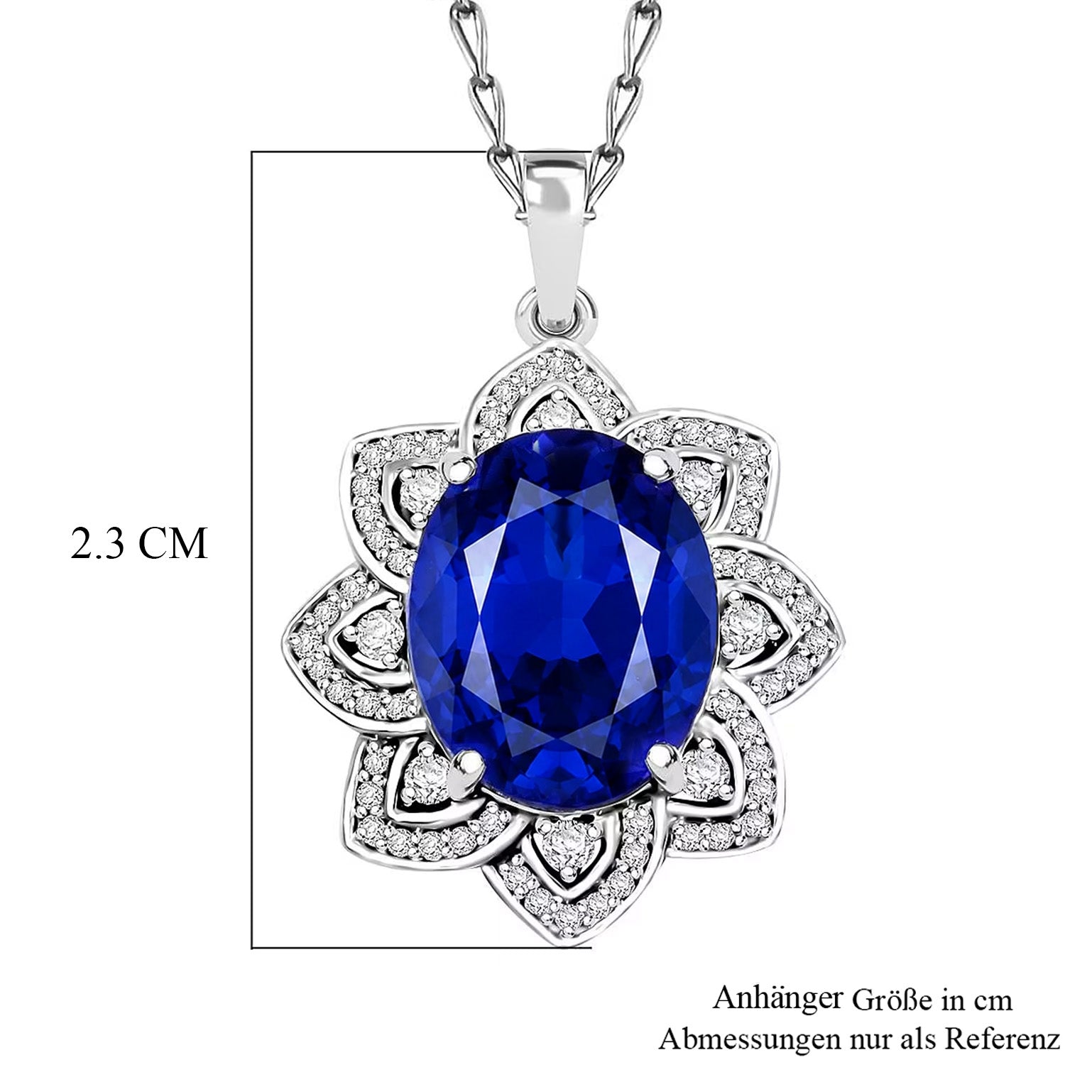 RHAPSODY zertifizierter und geprüfter AAAA Tansanit und VS-EF Diamant Anhänger in 950 Platin - 6,15 ct.