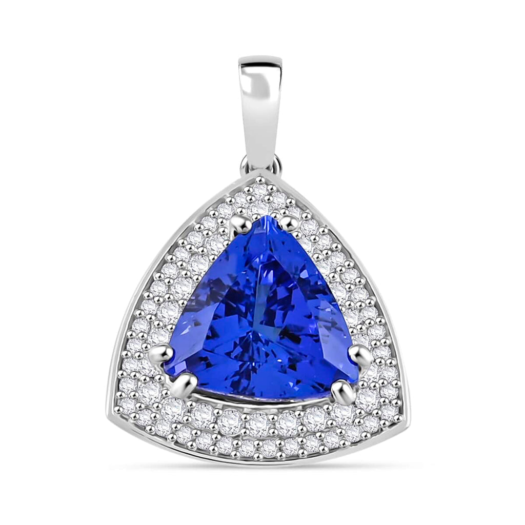Rhapsody AAAA Tansanit, Weißer Diamant Anhänger 950 Platin ca. 3.16 ct