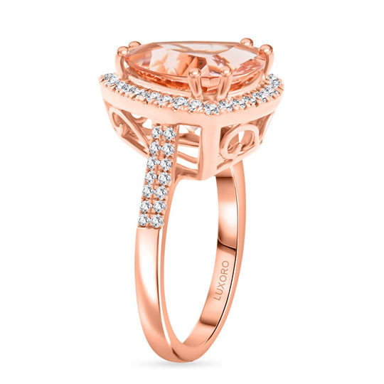 AAA Morganit, Weißer Diamant Ring 417 Gold (Größe 18.00) ca. 5,15 ct