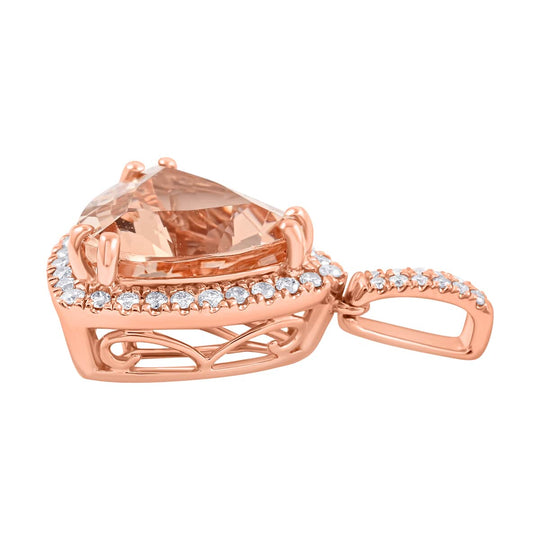 AAA Morganit, Weißer Diamant Anhänger 417 Gold ca. 5,05 ct.