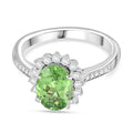 AAAA Tsavorite Granat, Weißer Diamant Ring 950 Platin (Größe 20.00) ca. 1,60 ct