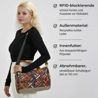 Chaos by Elsie, Crossbody-Tasche aus echtem Leder, Multicolor, mit RFID-Schutz und Mini-Taschenlampe, ca. 31,5 x 17,5 x 19,5 cm