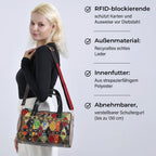 Chaos by Elsie, Crossbody-Tasche aus echtem Leder, Multicolor mit Krokoprägung, RFID-Schutz und Mini-Taschenlampe, ca. 31,5 x 17,5 x 19,5 cm