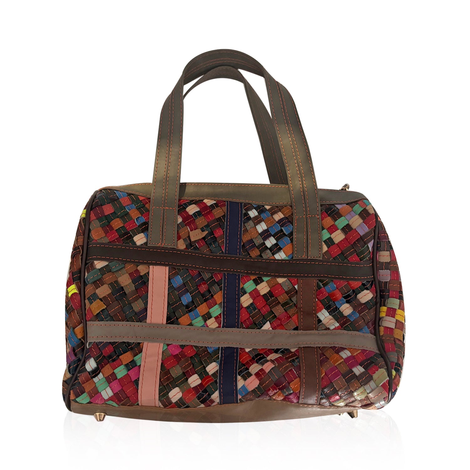Chaos by Elsie, Crossbody-Tasche aus echtem Leder, Multicolor mit Krokoprägung, RFID-Schutz und Mini-Taschenlampe, ca. 31,5 x 17,5 x 19,5 cm