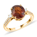 LUXORO zertifizierter und geprüfter AAA Honig Granat und GH-I2 Diamant Ring in 417 Gold - 3,60 ct.