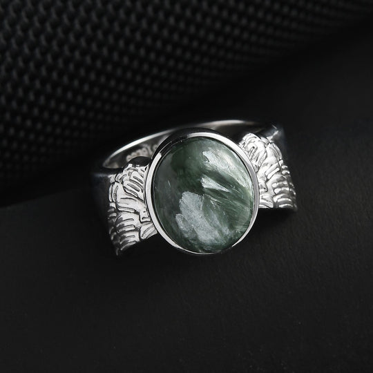 Sibirischer Seraphinite Ring Edelstahl ca. 4,76 ct