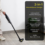 2-in-1 Stabstaubsauger, Kabellos, Handstaubsauger-Funktion, ABS, 45.2x7.5x7.7, Schwarz