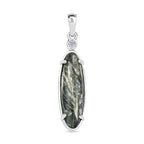 Sibirischer Seraphinite, Weißer Zirkon Anhänger 925 Silber platiniert ca. 4.68 ct