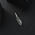Sibirischer Seraphinite, Weißer Zirkon Anhänger 925 Silber platiniert ca. 4.68 ct