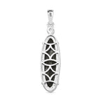 Sibirischer Seraphinite, Weißer Zirkon Anhänger 925 Silber platiniert ca. 4.68 ct