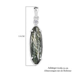 Sibirischer Seraphinite, Weißer Zirkon Anhänger 925 Silber platiniert ca. 4.68 ct