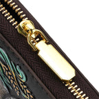 Langes Portemonnaie mit Handriemen, Hasen-Design, Handbemalt, Schwarz
