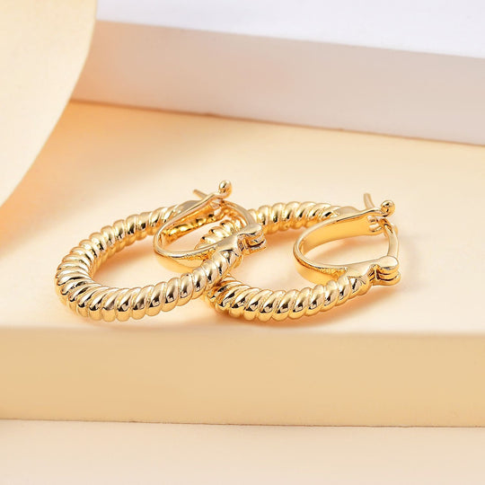 Reine Bronze 750 Gelb Vergoldet Ohrringe 6,29g