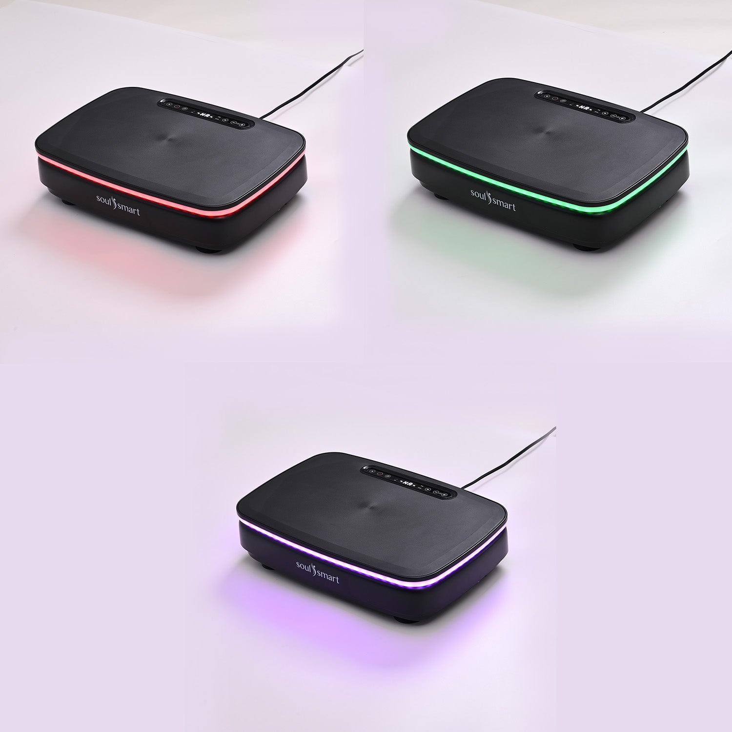 Soulsmart Vibrationsplatte mit RGB-Beleuchtung, Bluetooth-Lautsprecher und 150W-Motor, Schwarz