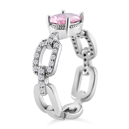 Rosa Zirkonia, Weißer Zirkonia Ring Messing (Größe 17.00) 0.26 ct