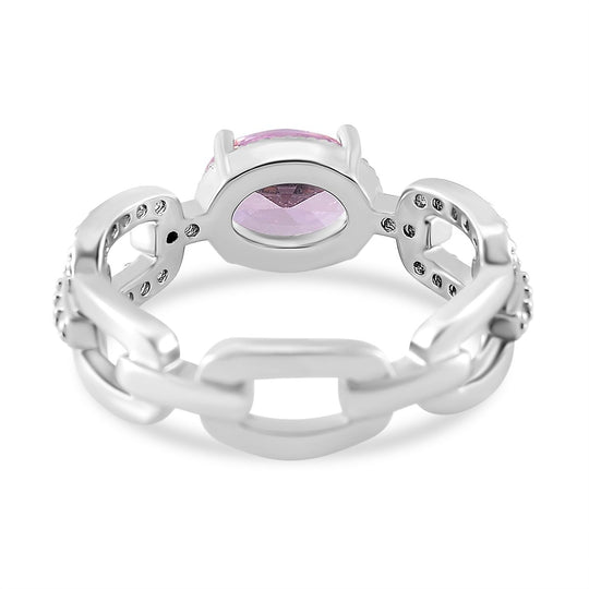 Rosa Zirkonia, Weißer Zirkonia Ring Messing (Größe 17.00) 0.26 ct
